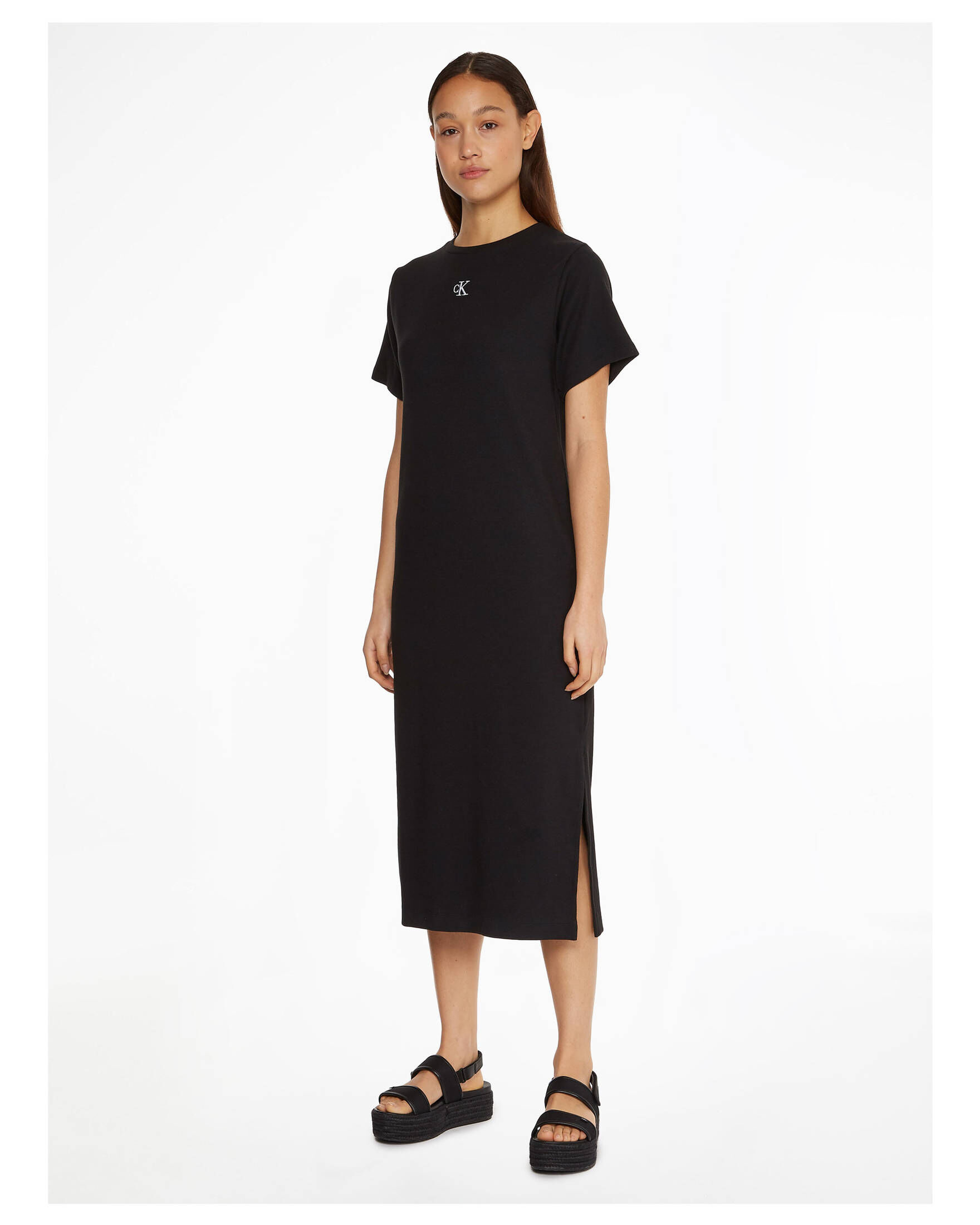 CALVIN KLEIN JEANS| Damen Kleid CK RIB LONG T-SHIRT DRESS