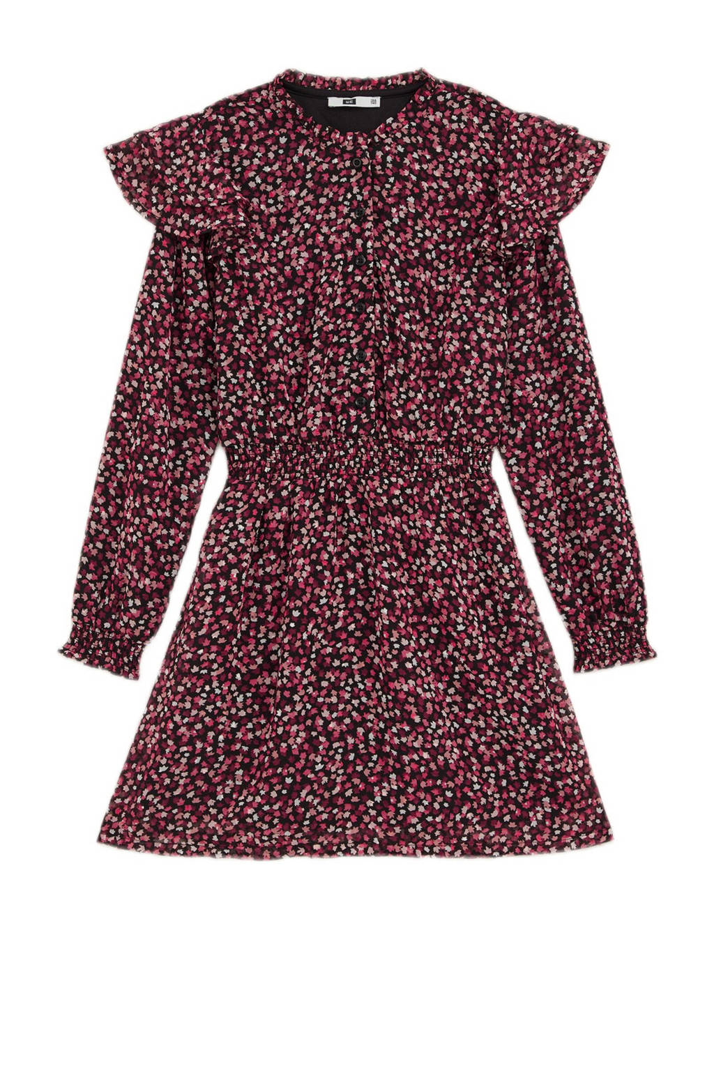 jurk met all over print zwart/rood