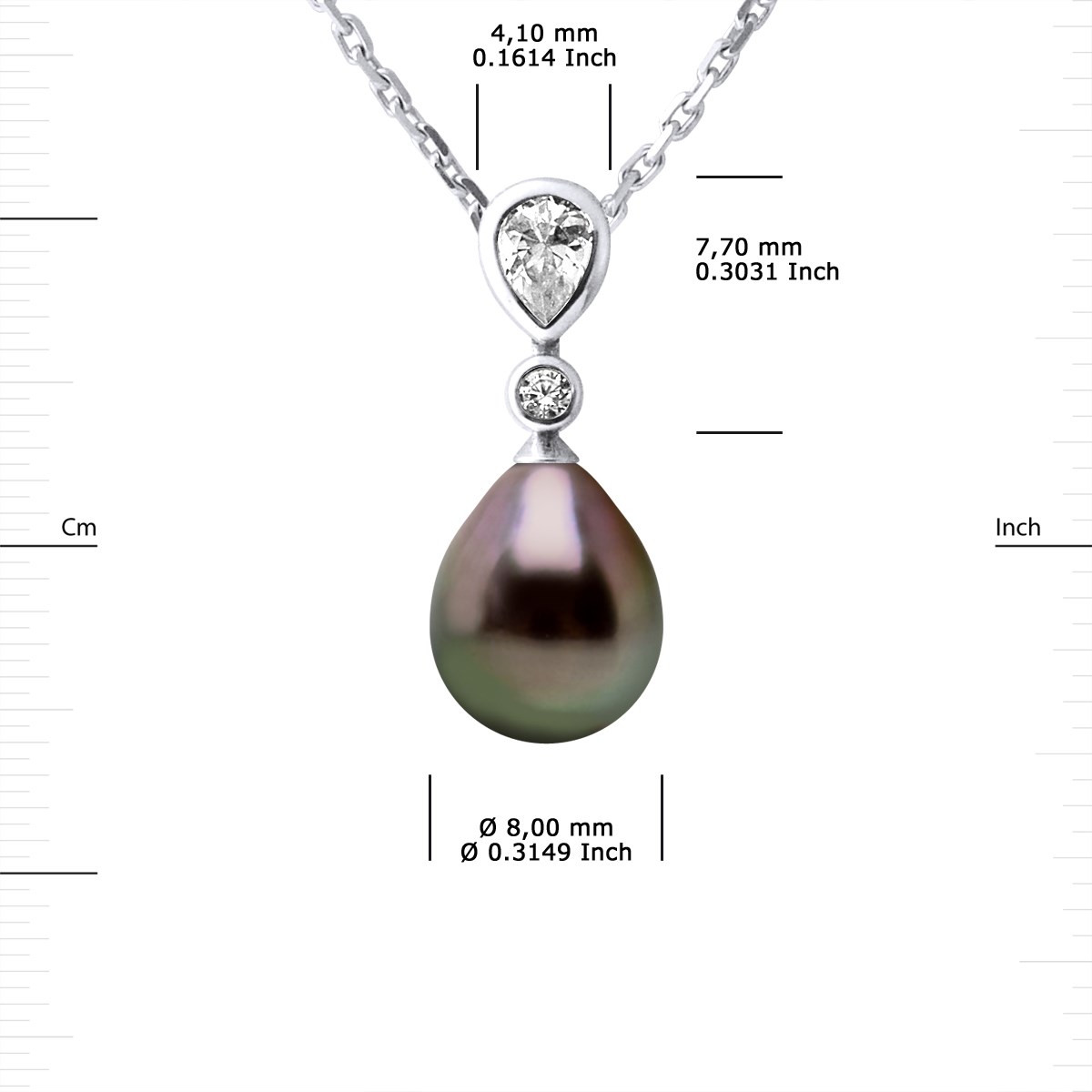 Collier Joaillerie Perle de Tahiti Poire 8-9 mm Argent 925