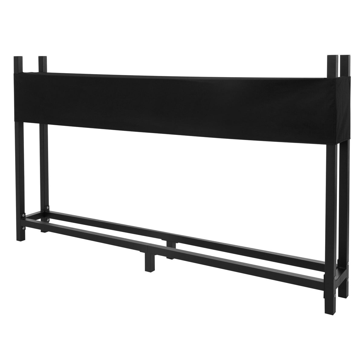 ML-Design Metalen Haardhoutrek met Afdekking 200x25x115 cm Antraciet Staal, Buitenstapelhulp met Beschermhoes, Tuinhaardhoutschuilplaats 0,8m³/1,3 SRM, Haardhoutrek, Houtrek, Haardhoutstandaard