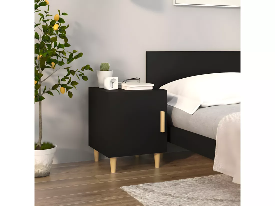 Table de chevet Noir Bois d'ingénierie