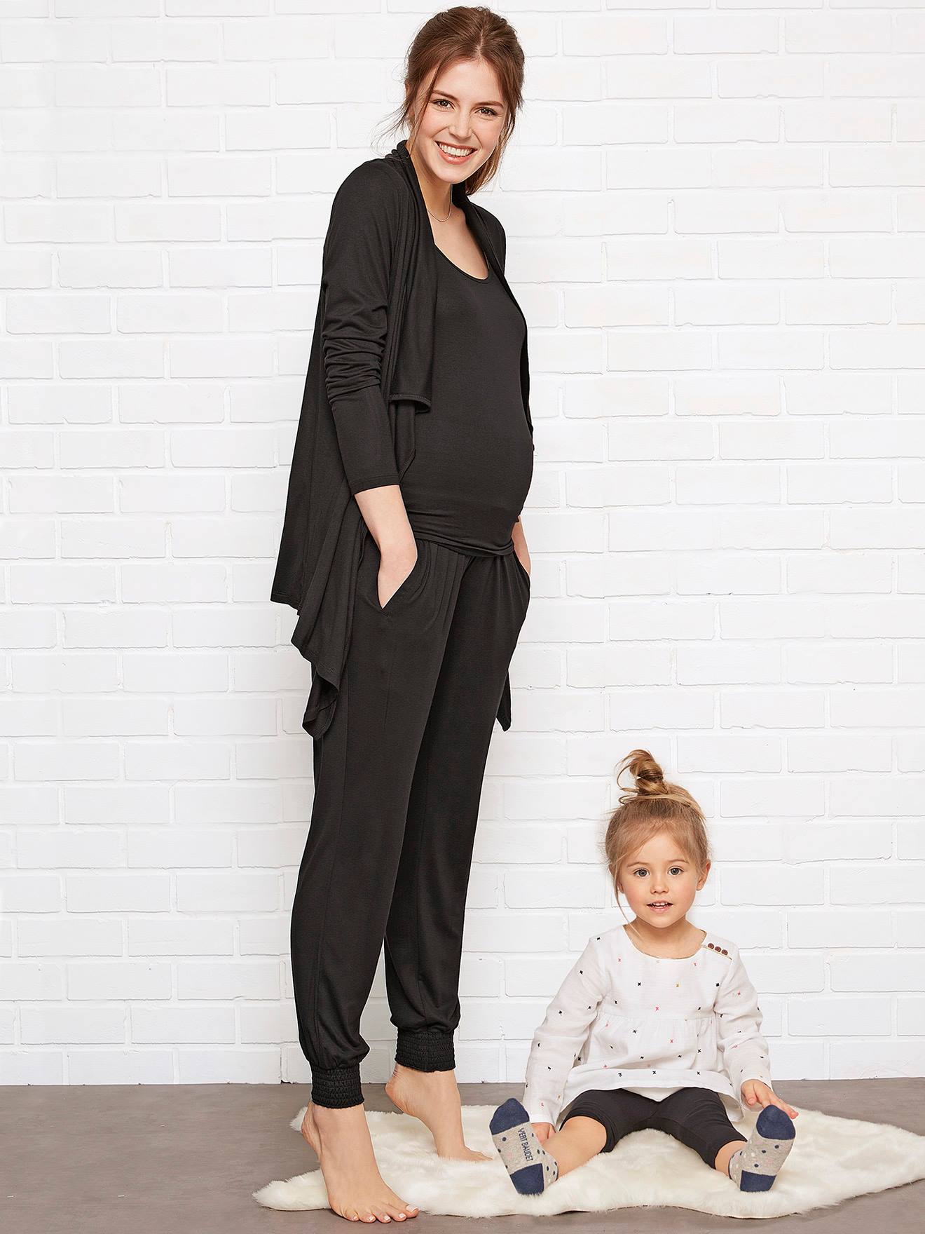 Conjunto de roupa de maternidade preta de 3 peças