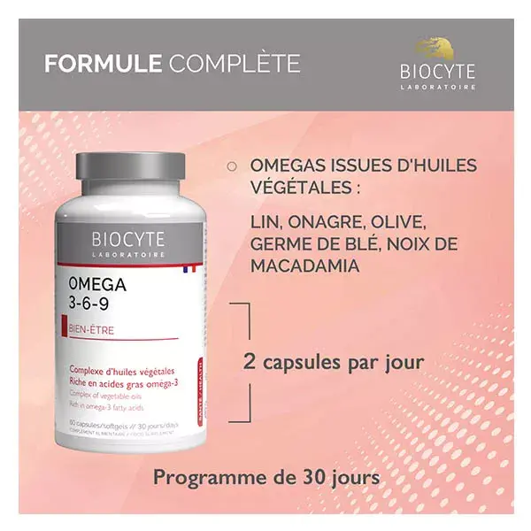 Biocyte Ômega 3-6-9 Bem-estar Óleos Vegetais 60 Cápsulas