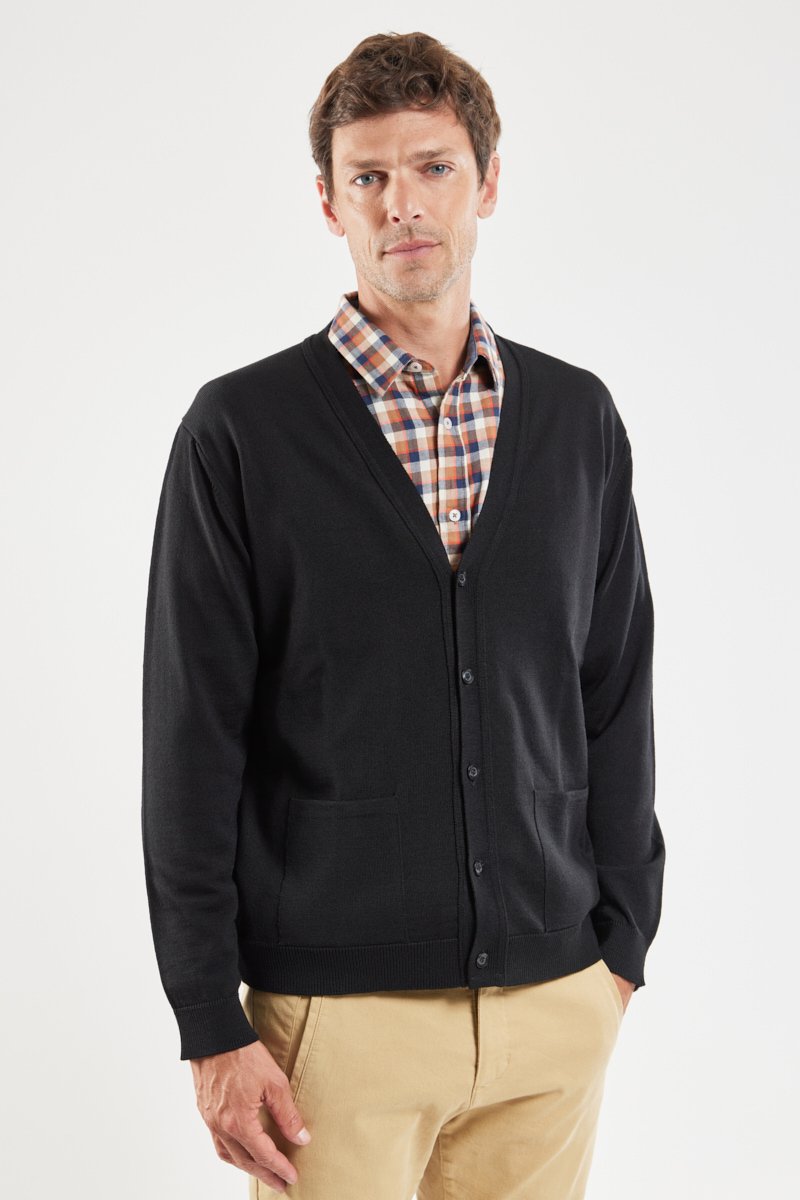 Cardigan boutonné - laine mérinos et acrylique