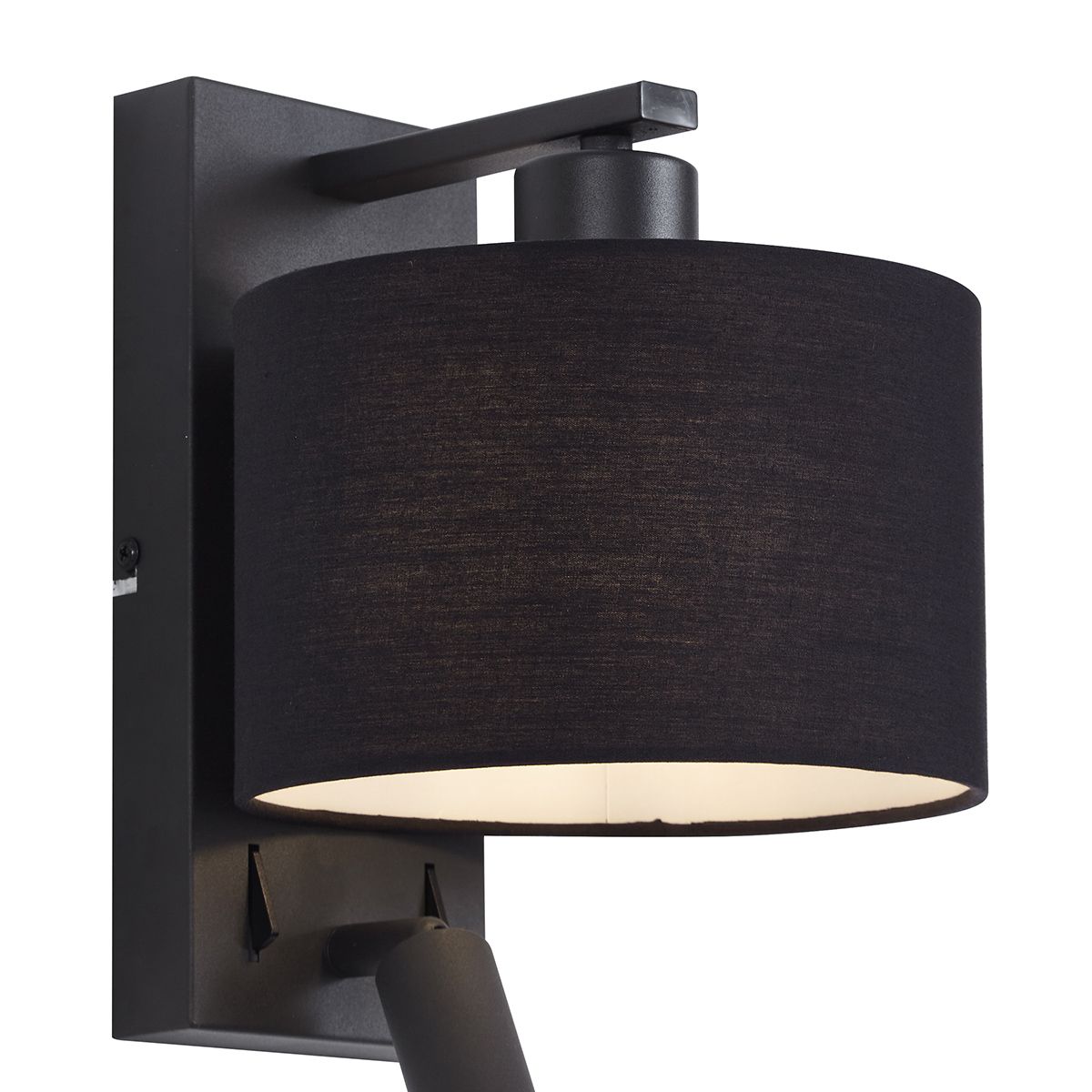 Moderne wandlamp zwart rond met leeslamp - Puglia