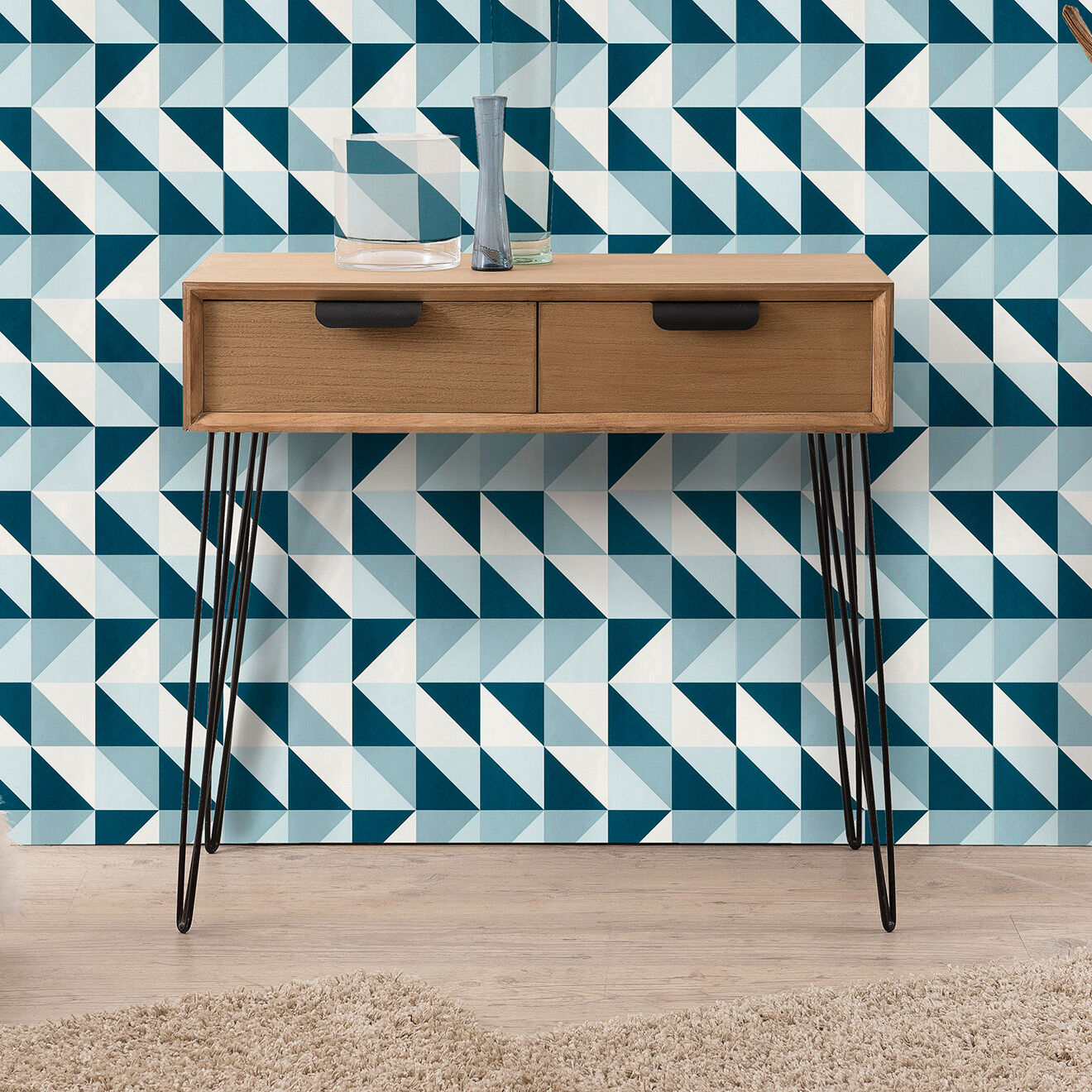 Macabane Console 2 tiroirs Margaux marron - 80x34.5x75 cm