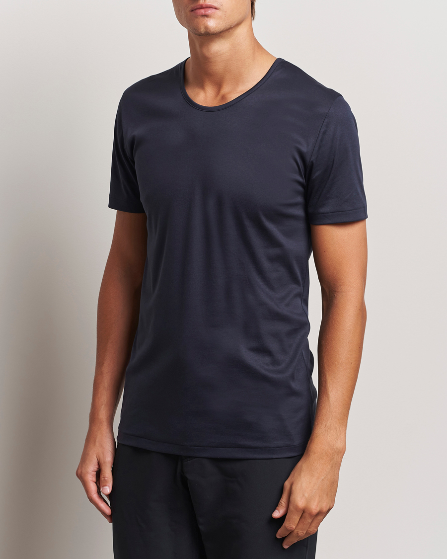 Zimmerli of Switzerland Sea Island Cotton Crew Neck T-shirt Navy