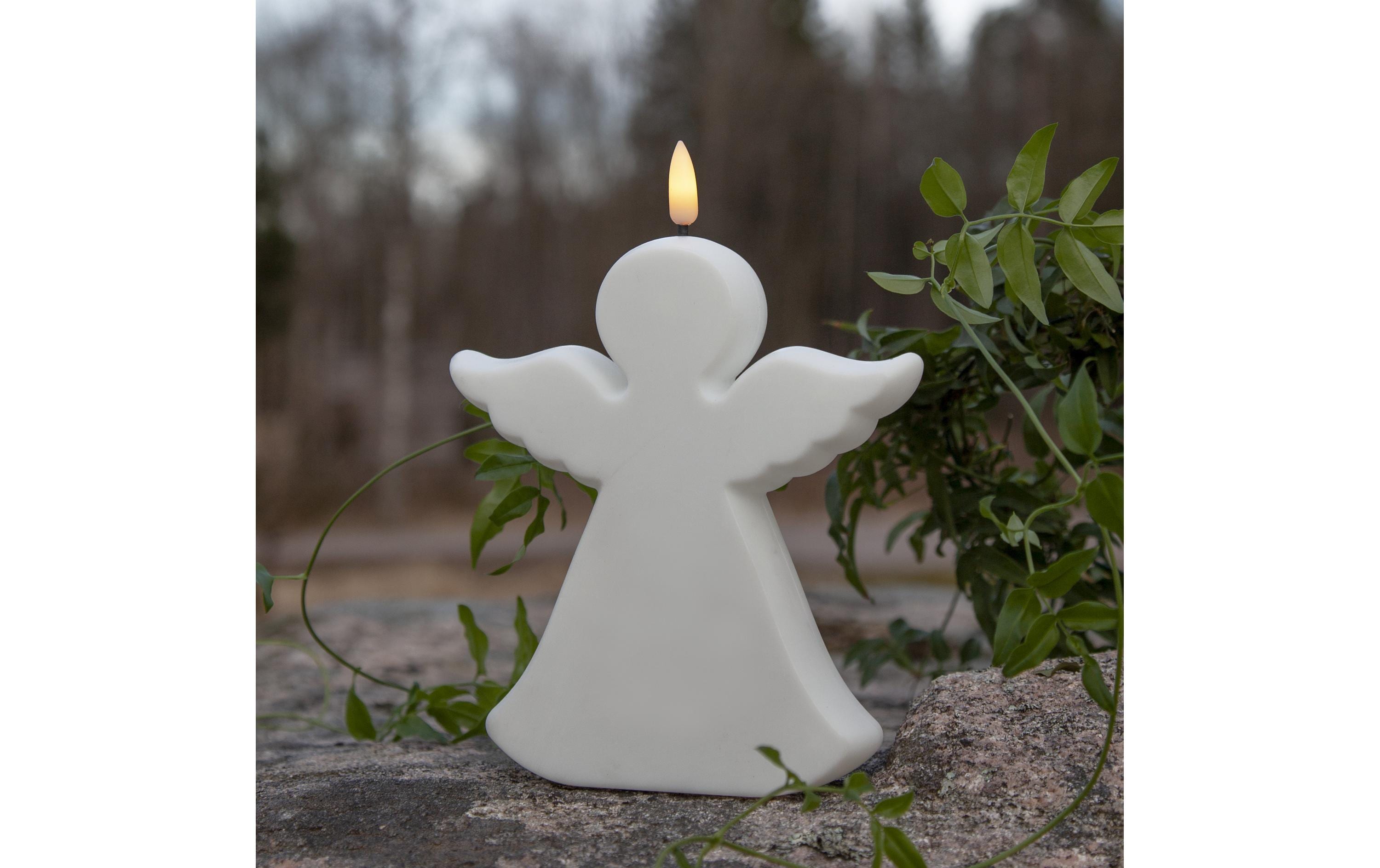 LED Grabkerze Flamme Angel, WeissKünstliche Kerze mit beweglicher Flamme