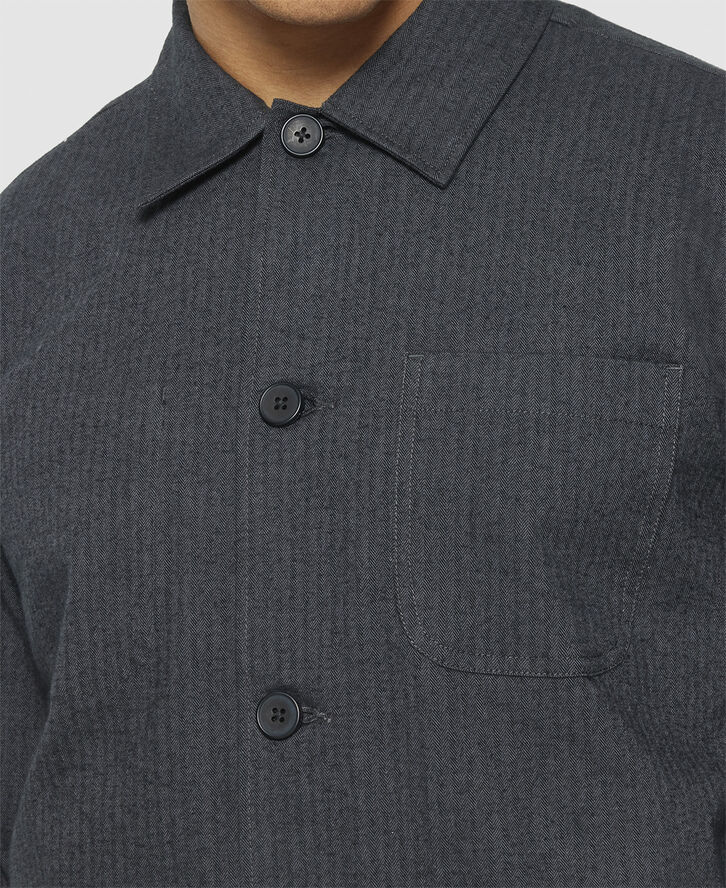 Knowledge Cotton Apparel Flannel herringbone overshirt - GOTS/Vegan Gray pinstripe