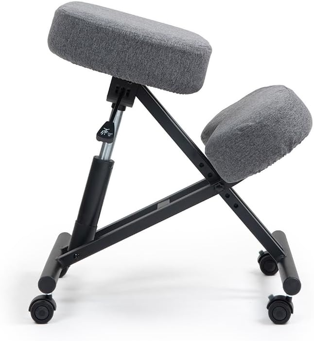 Hiragi Ergonomischer Kniestuhl Verstellbarer für zu Hause und Büro. Ergonomischer Bürostuhl mit dunkelgrauem Bezug aus Öko-TEX-zertifiziertem Standard 100 Stoff. EH0536657