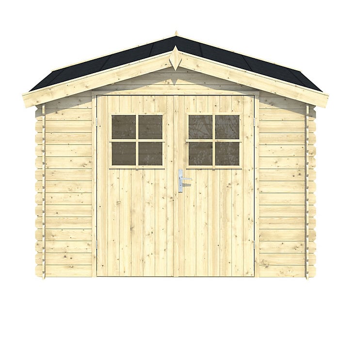 Abri de jardin GoodHome Mokau en bois coloris naturel ép.19 mm surface extérieure 5,92 m²