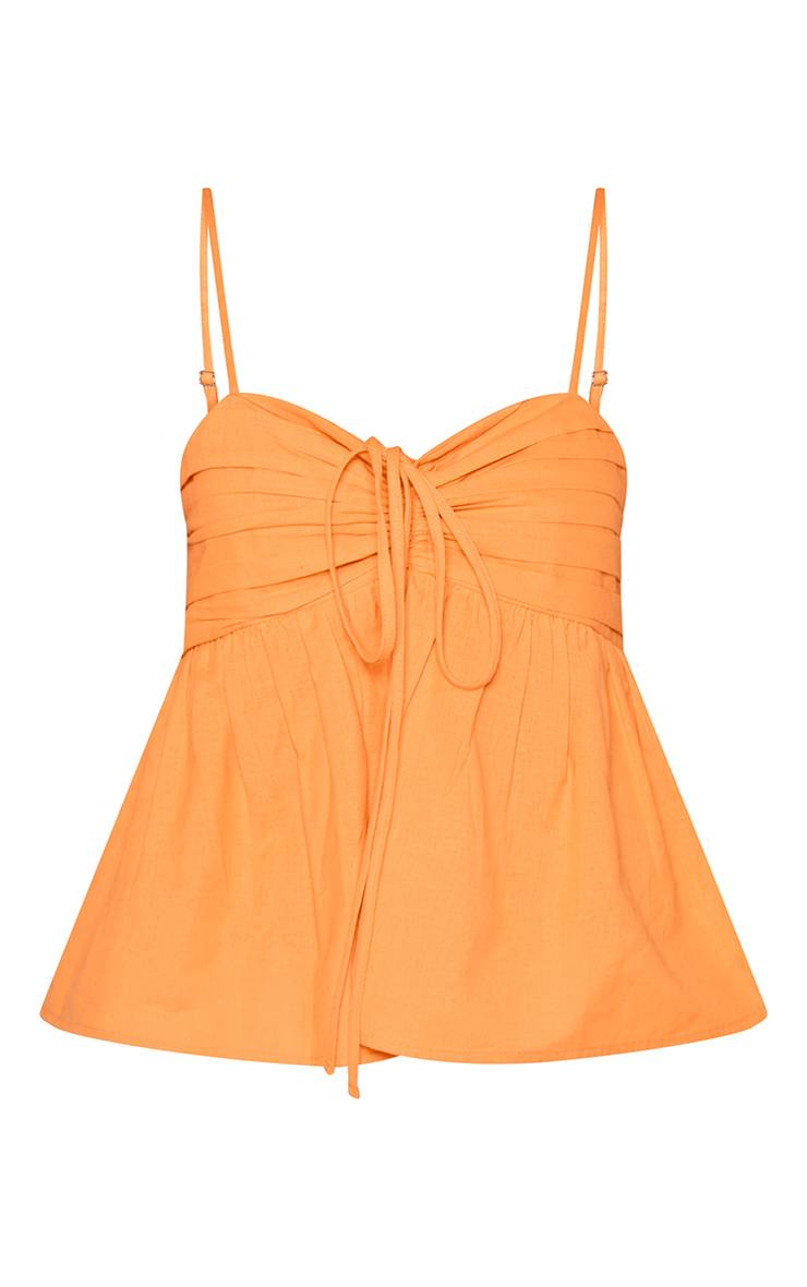 Rouille Haut Caraco En Lin Froncé Au Bustier