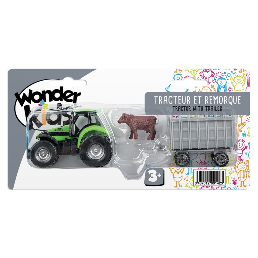 Tracteur en métal + remorque