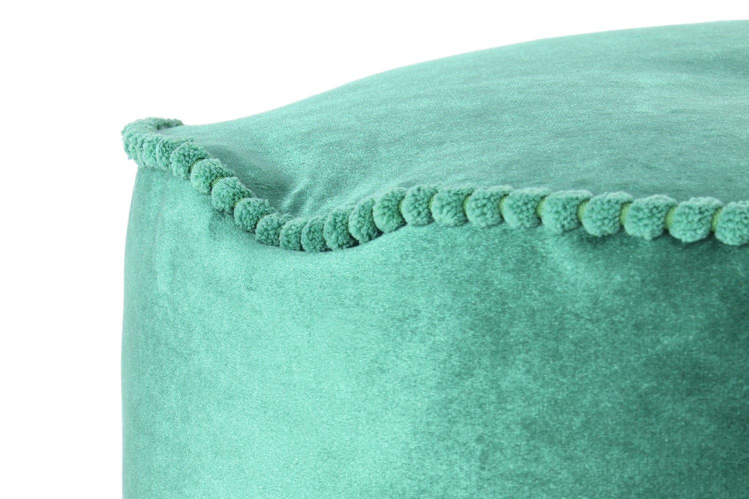 Poefkruk, fluweelzacht, gedecoreerd, groen, rond, Ø 45 cm