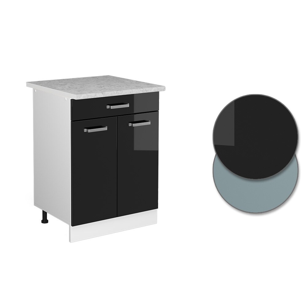 Vicco Schubunterschrank Küchenschrank R-Line Solid Weiß Schwarz 60 cm modern Arbeitsplatte