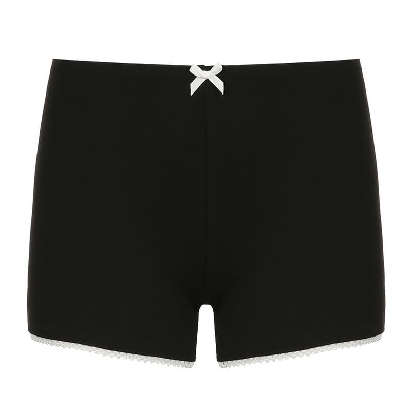 Honet - Mini-short met lage taille en strikaccent en kant