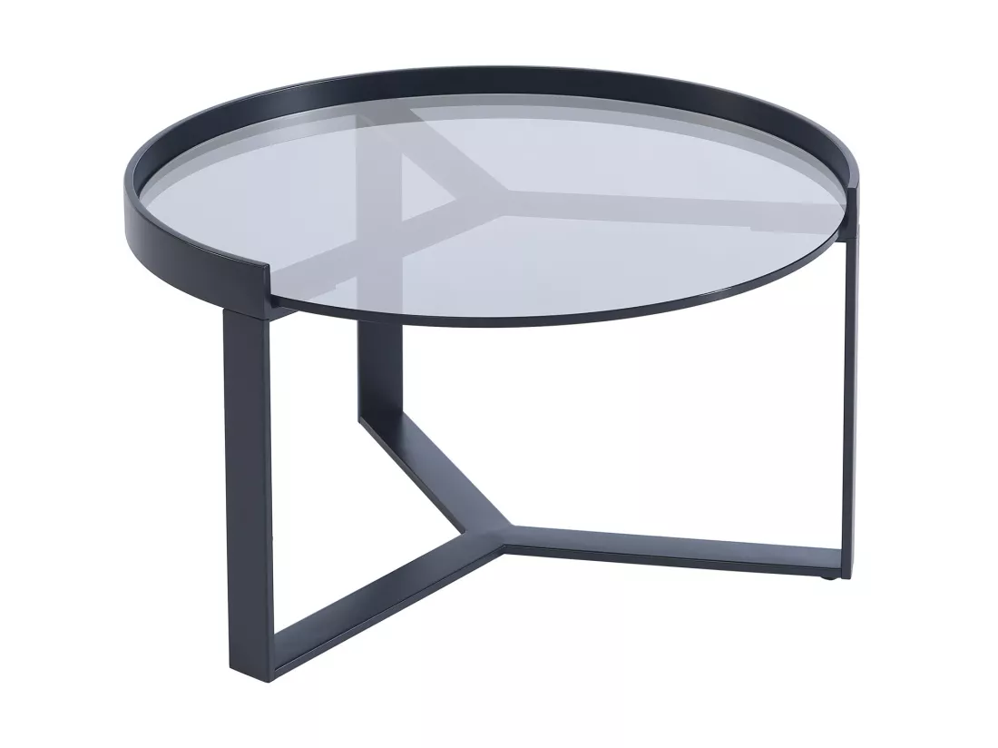 Tables basses gigognes en verre trempé fumé, céramique et métal - Effet marbre blanc et Noir - ZERILA de Maison Céphy