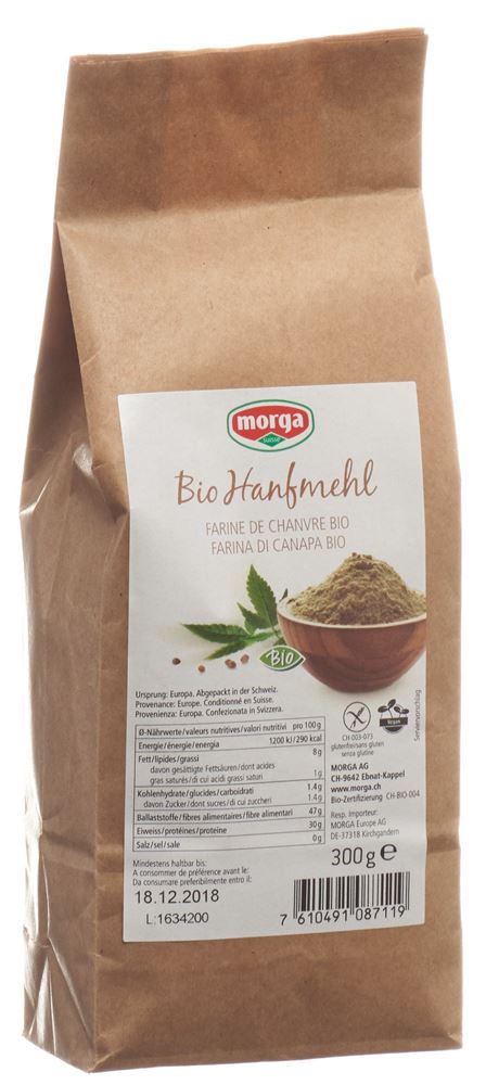MORGA Hanfmehl<br>300 g, Beutel, Bio glutenfrei
