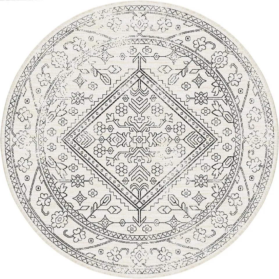 Interieur05 rond buitenkleed zwart/wit Nova - 240 x 240 cm
