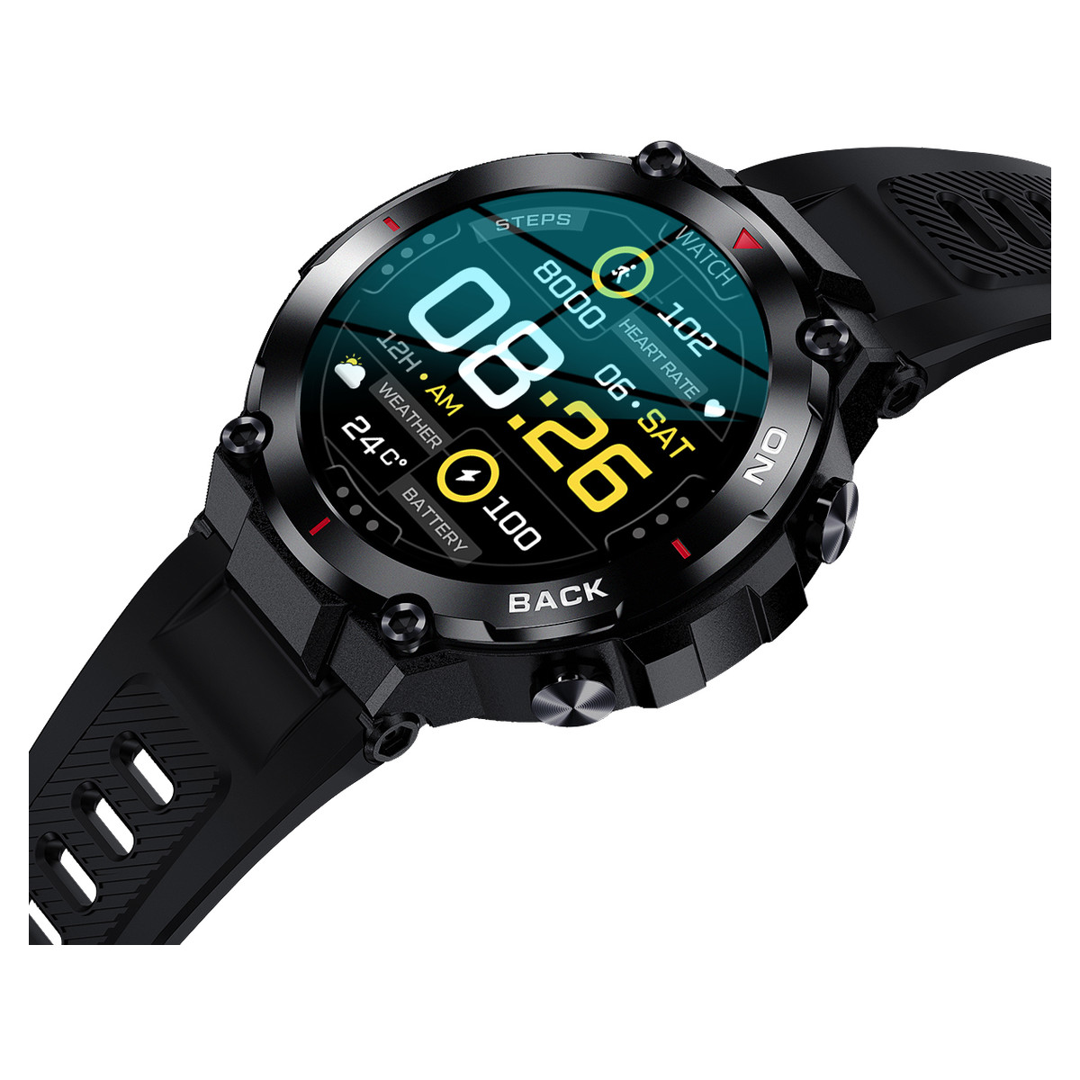 Montre SMARTY 2.0 pull up mixte connecté métal noir bracelet silicone noir