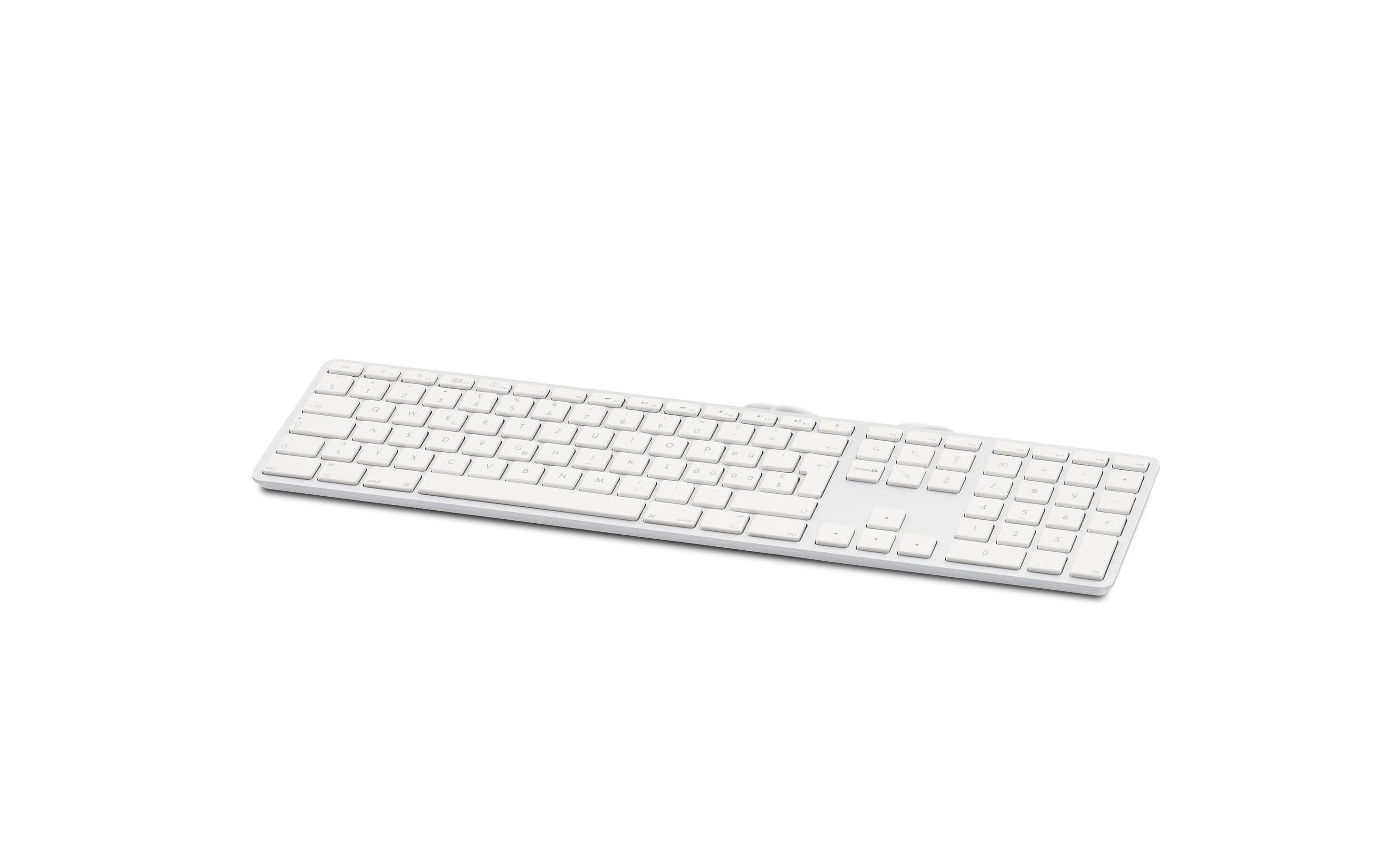 Tastatur KB-1243 Silber, Mac CH-Layout mit ZiffernblockElegante Mac-Tastatur mit Aluminiumcover