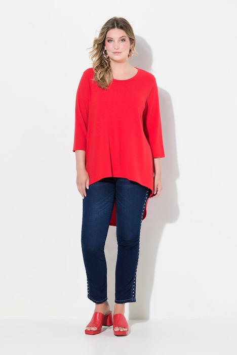 Pullover, A-Linie, gerundeter Saum, 3/4-Ärmel