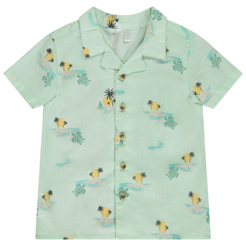 Chemise manches courtes imprimé îles pour bébé garçon - Vert