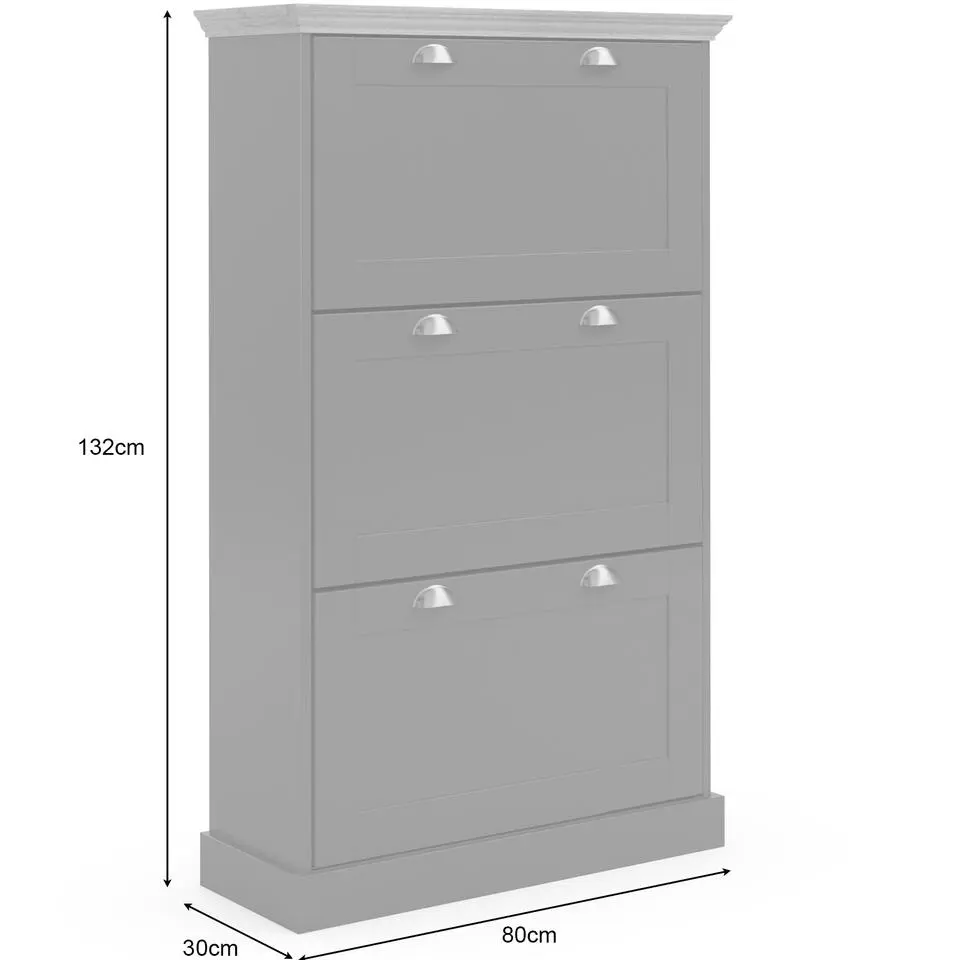 Motala - Schoenenkast met 3 kleppen in wit
