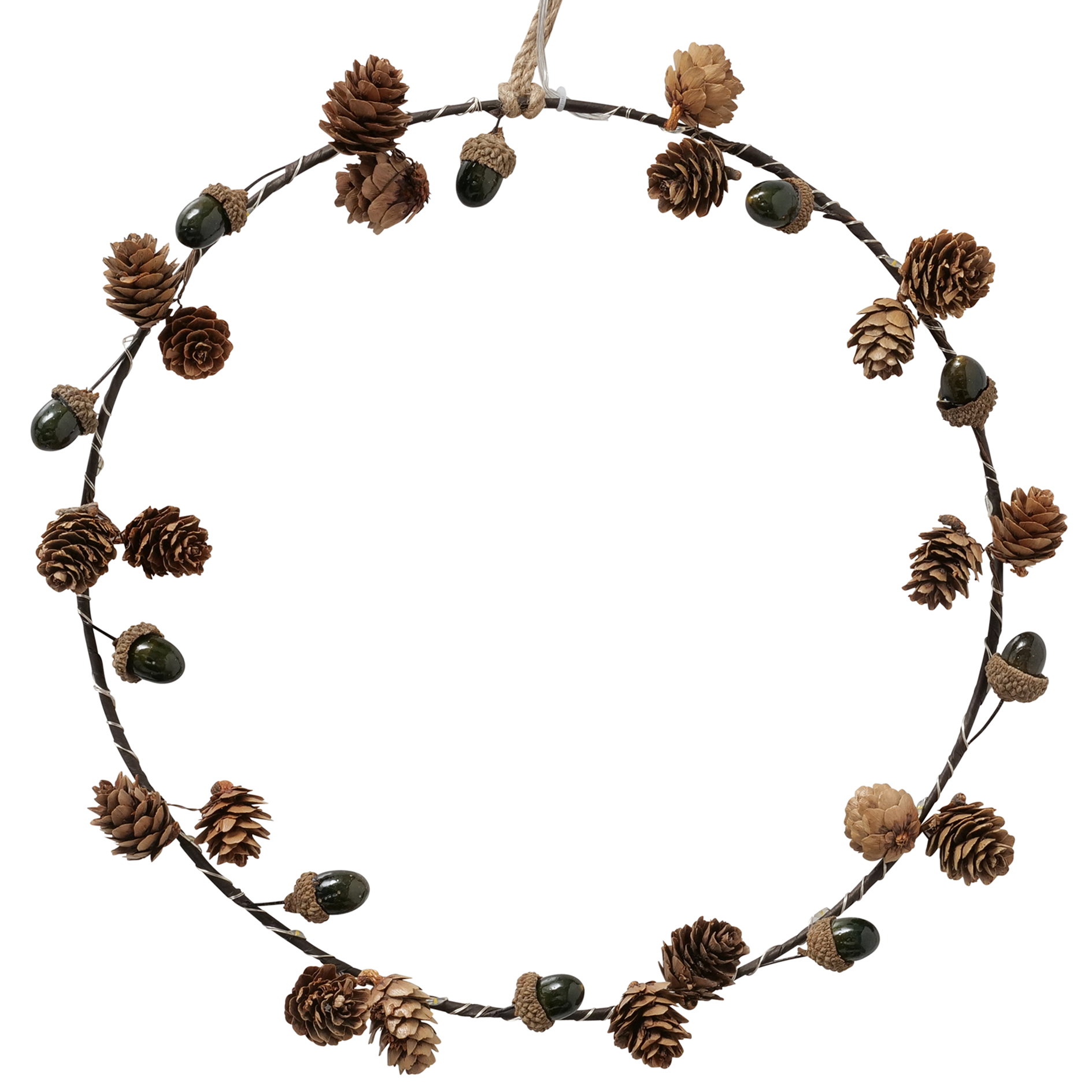Dekoanhänger - natur - rund - LED-Beleuchtung