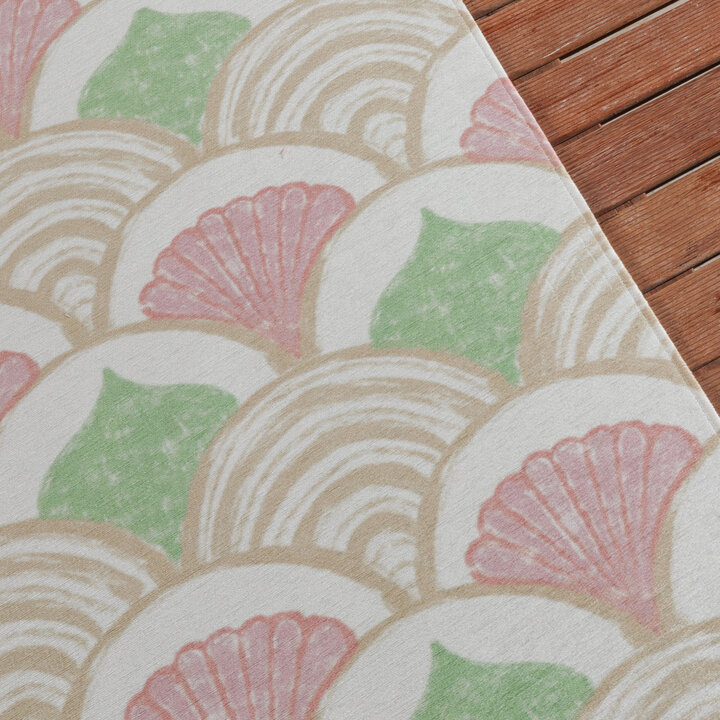 Buitenvloerkleed - Oasis Shell Roze/Groen | OEKO-TEX & Wasbaar