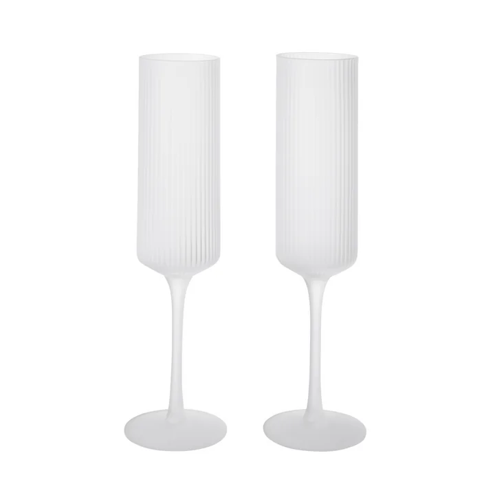 Ferm Living - Ripple Champagnerflöte, frosted (2er-Set)