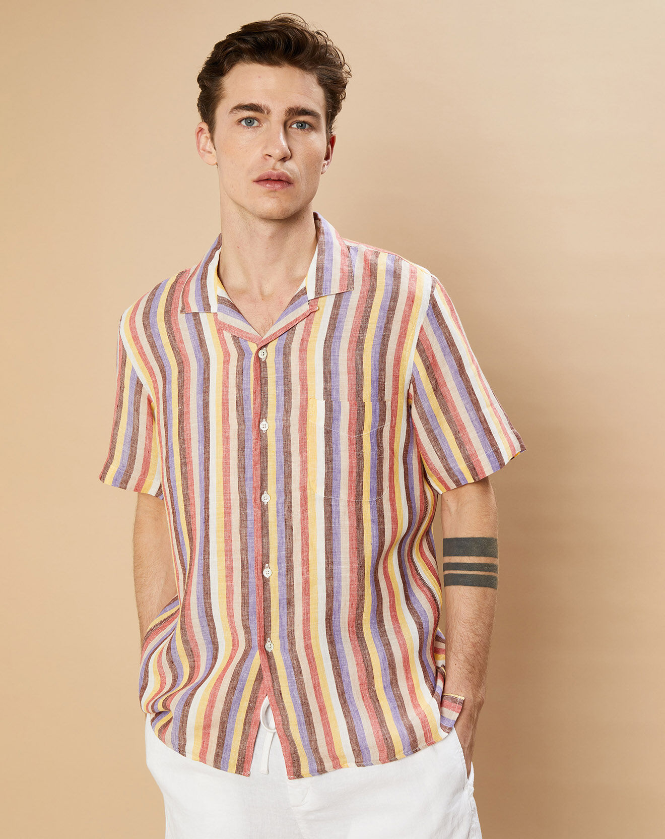 Hartford Chemise 100% Lin slim Slam baby rose