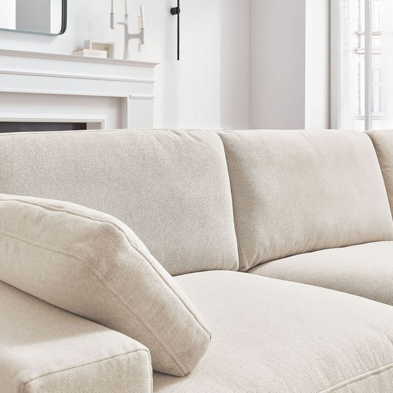 Bobochic Canapé droit fixe 4 places Belair beige - 280x93x80 cm