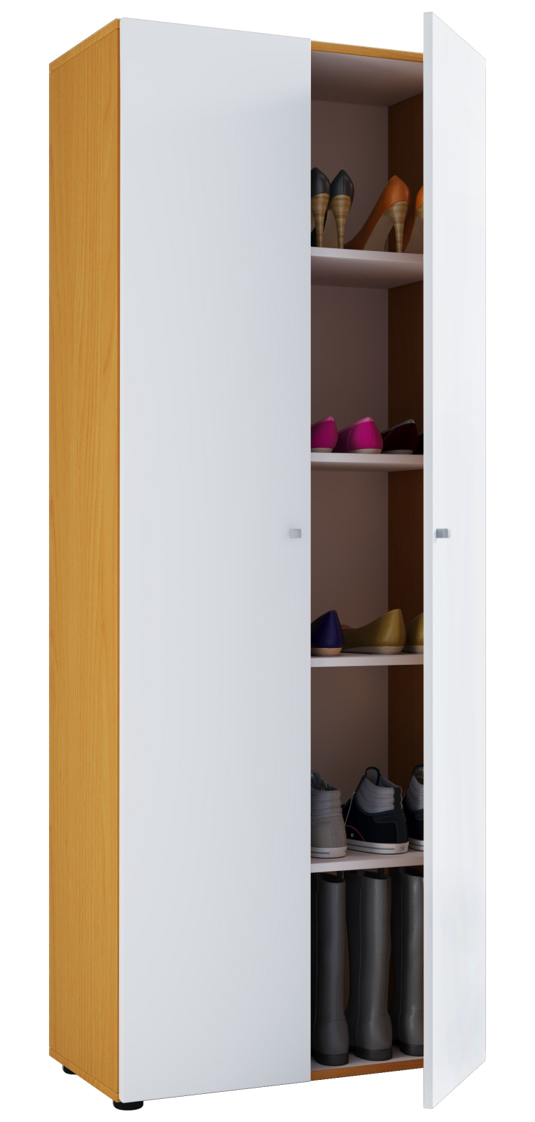 Schuhschrank - weiß-Buche - mit Türen - 71 cm breit