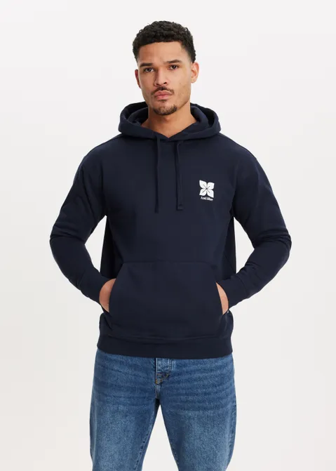Hoodie met print bloem blauw (BLW.D)