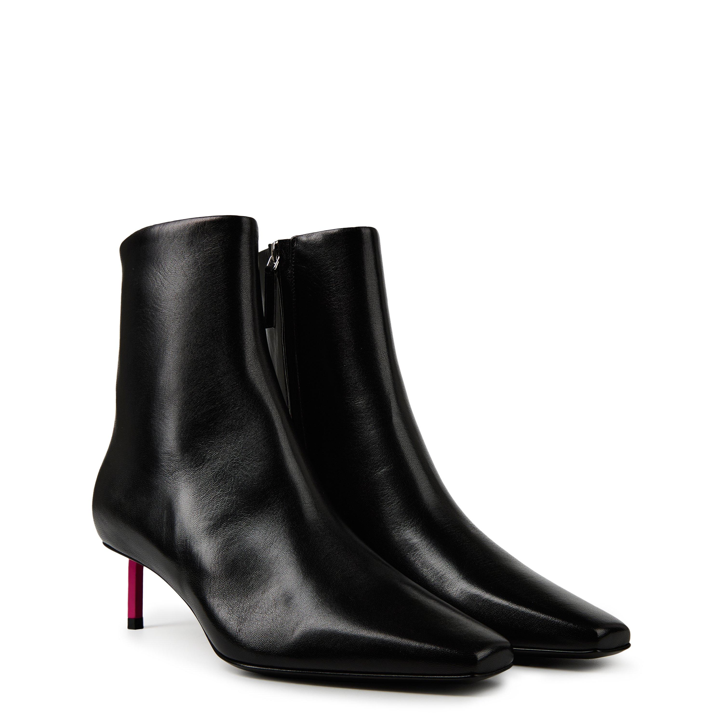 Off White Nappa Square Toe Ankle Boots