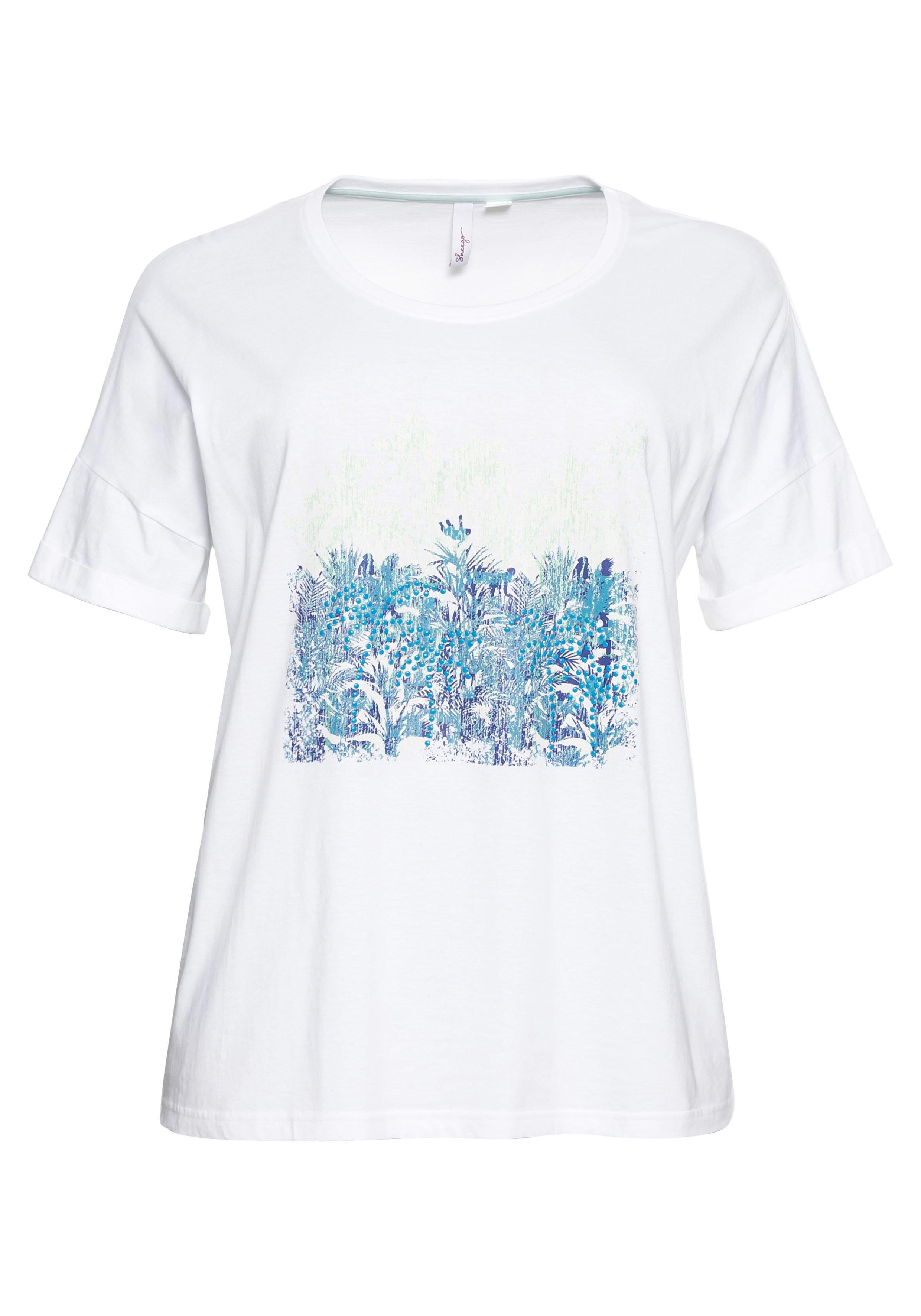 T-Shirt mit Frontdruck und Ärmelaufschlag