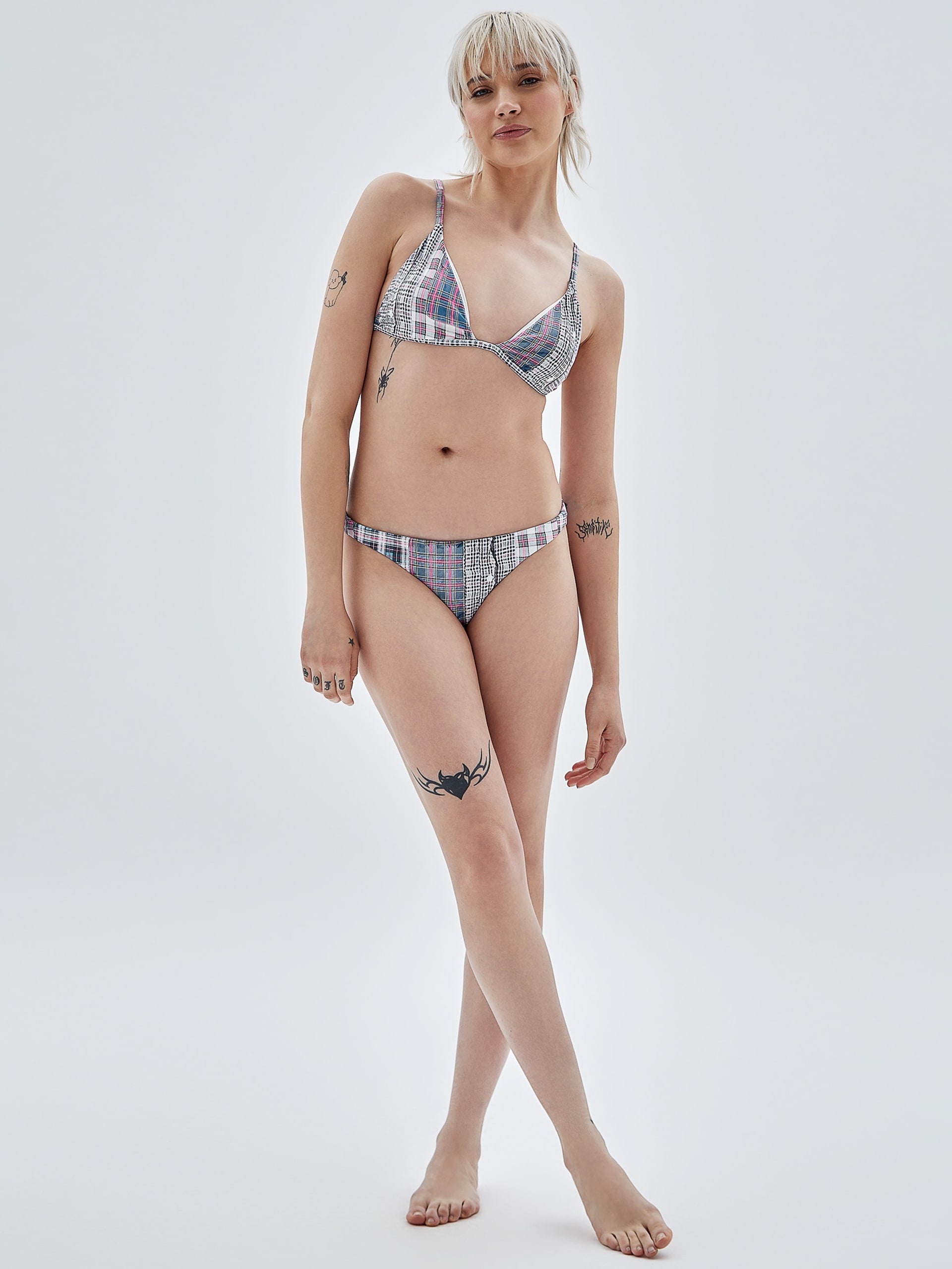 Calcinha de biquíni xadrez GUESS Originals