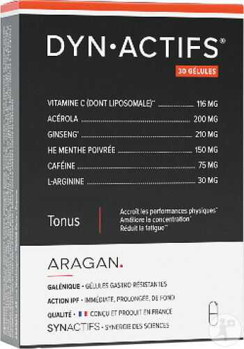 Aragan Synactifs Dynactifs Tonus Ginseng Acérola 30 Gélules