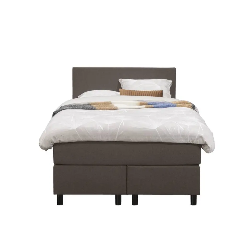 Boxspring Liv egaal - donkerbruin - 120x200 cm - ronde poot