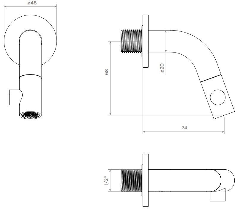 Clou Kaldur inbouw fonteinkraan 7.5cm zwart mat