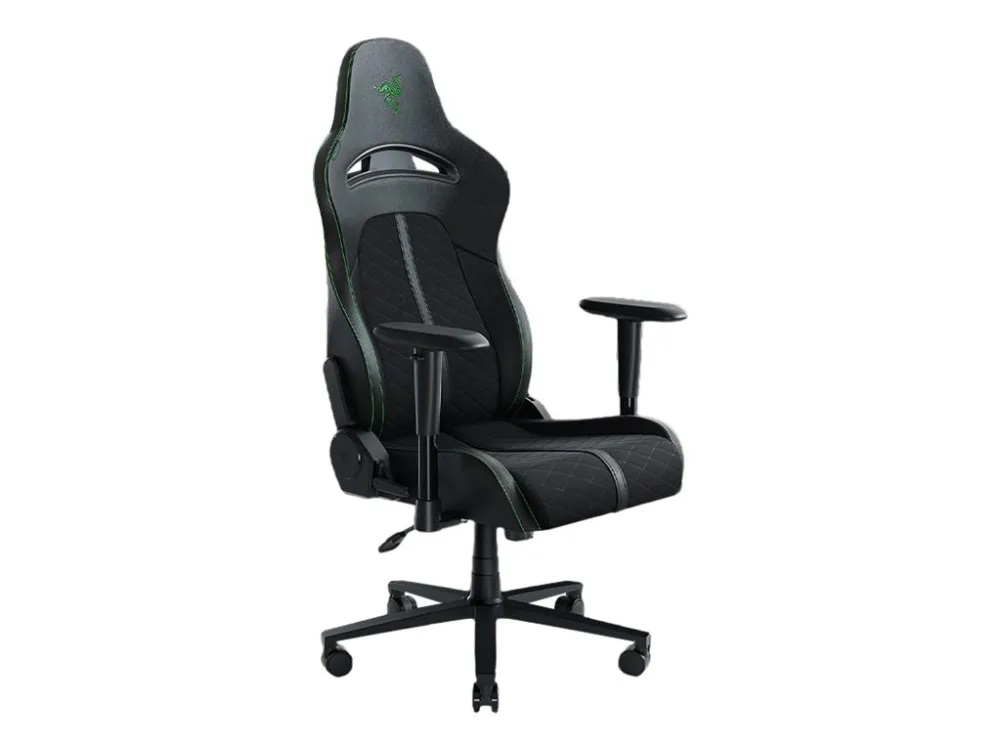 Razer Iskur X - Stol - armstøtter - T-formet - syntetisk læder, stål, elastomerisk polyuretan (EPU) - sort/grøn