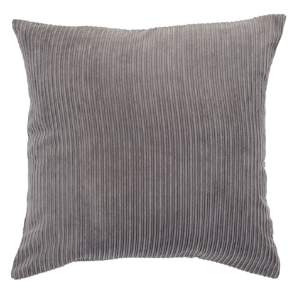 Housse de coussin imitation velours 40x40cm gris à rayures