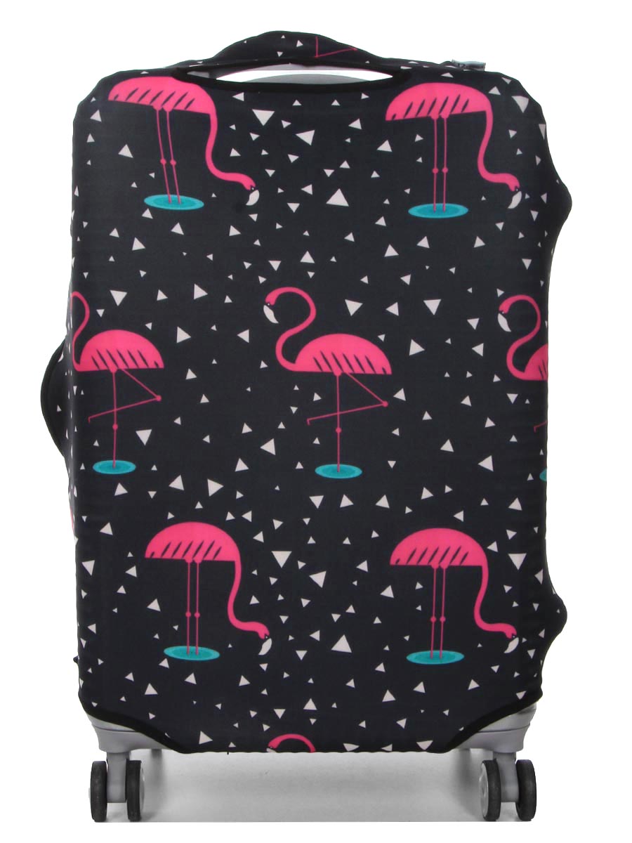 Housse de valise Periea Black with Pink Flamingos M