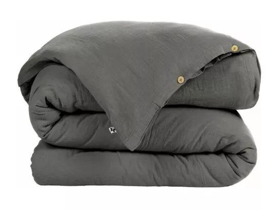 OUREA - Housse de Couette 200x210cm Gaze de Coton Granit