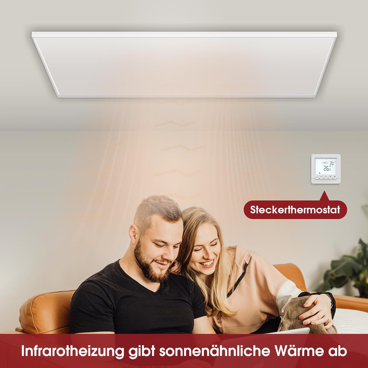 Infrarotheizung Deckenmontage mit Thermostat 860W, Infrarot Deckenheizung mit Überhitzungsschutz, Heizplatte Heizkörper Heizpaneel, Elektroheizung Energiesparend-1230 * 630mm