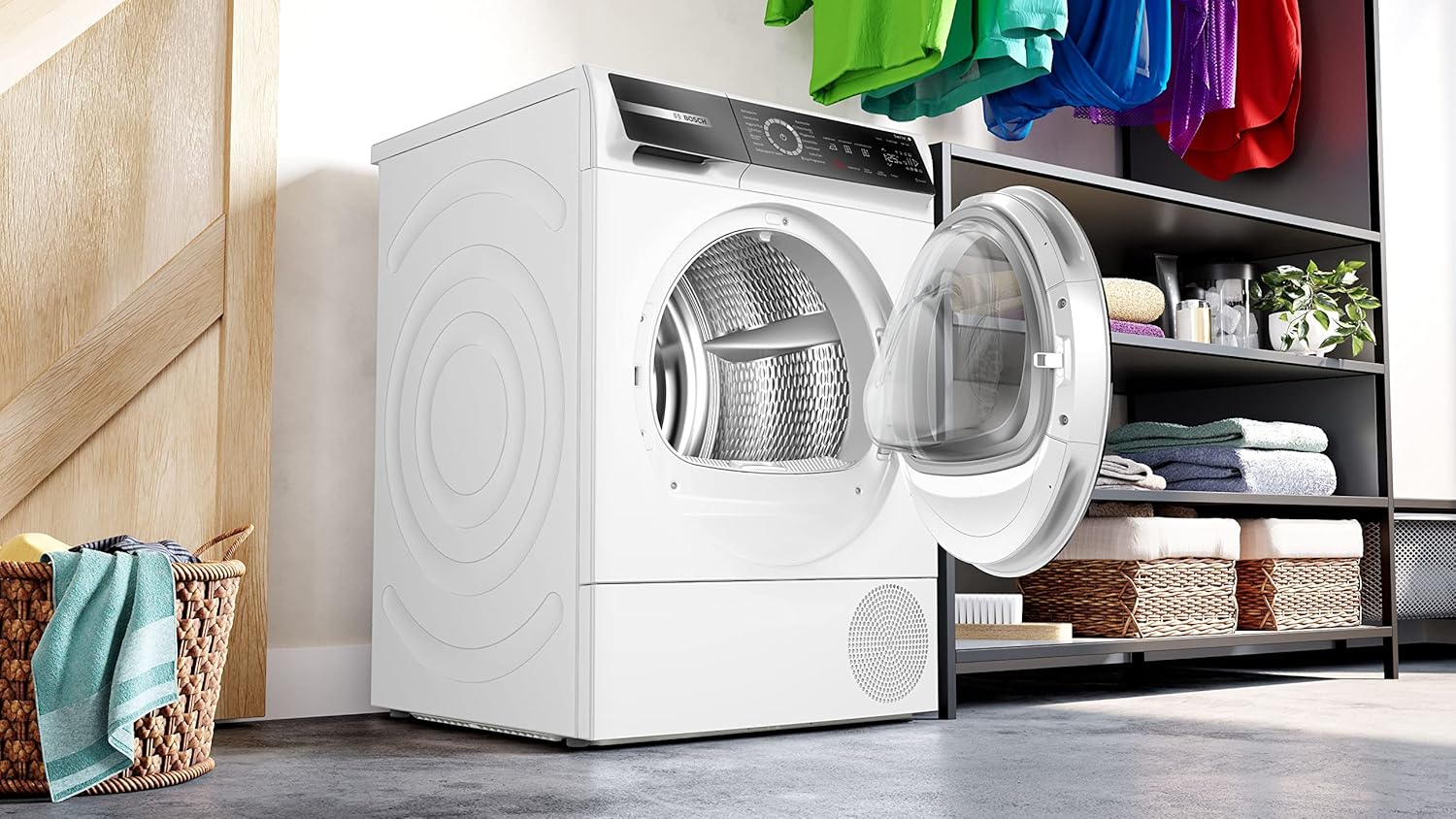 Bosch WQB235B40 Wäschetrockner Serie 8, Wärmepumpentrockner mit 8kg Fassungsvermögen, AutoDry, SmartDry, Home Connect, AntiVibration Design, Sensitive Drying System, Weiß, 60cm