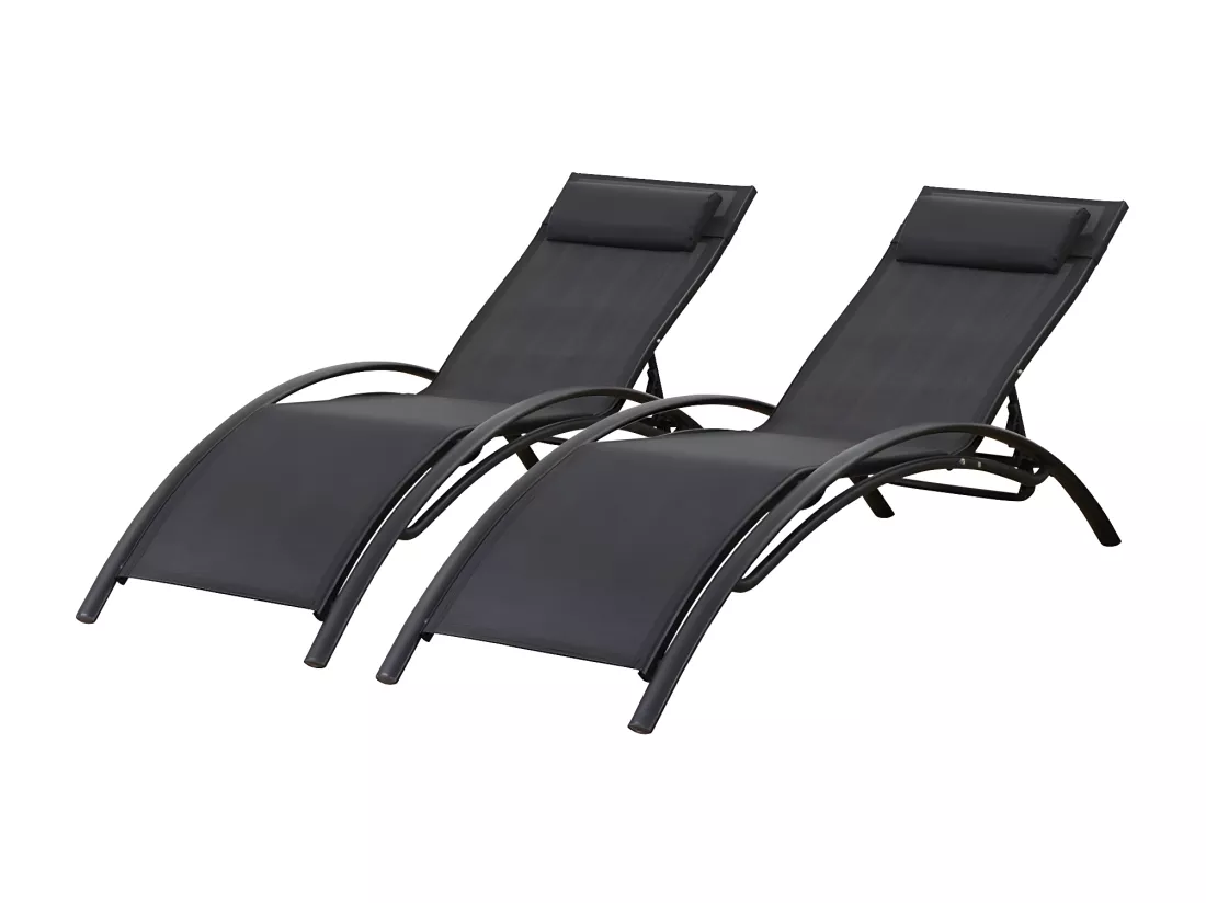 Lot de 2 bains de soleil en aluminium Beauty 