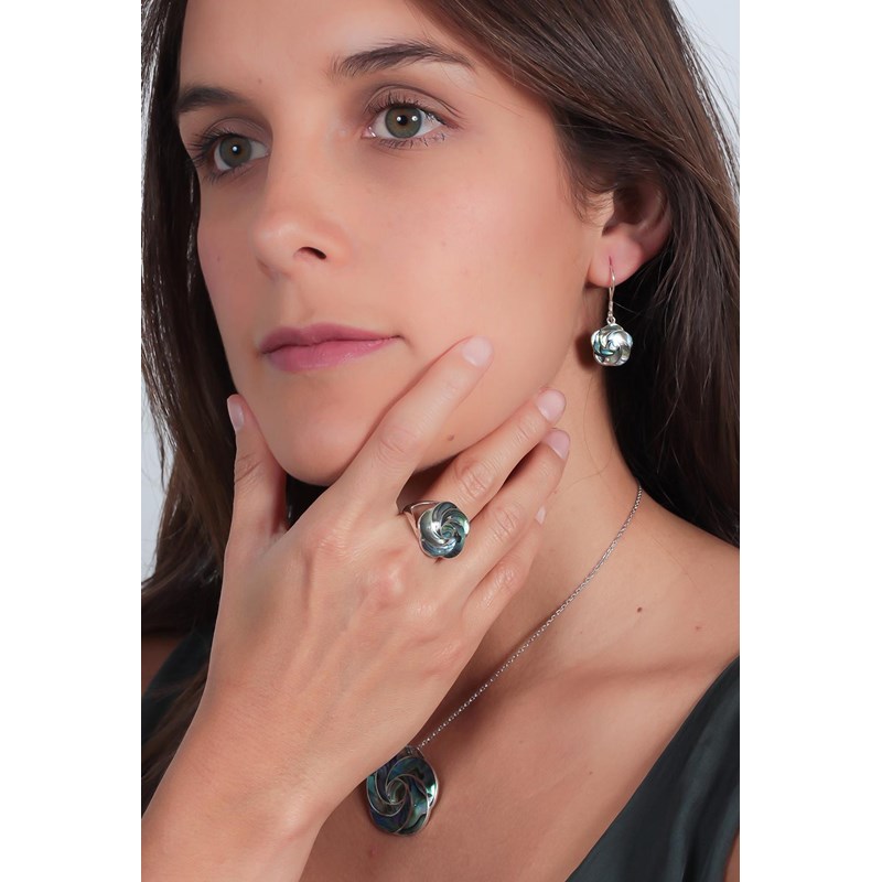 Pendants d'oreille en nacre abalone et Argent 925 millièmes - Bijoux de qualité supérieure