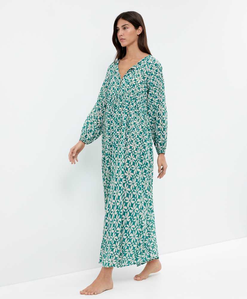 Vestido túnica, 100% algodão, estampado